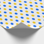 Wit Blauw Geel Stippen Design  Cadeaupapier (Hoek)