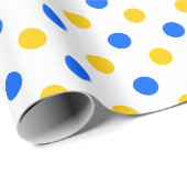 Wit Blauw Geel Stippen Design  Cadeaupapier (Rol Hoek)