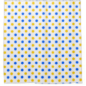 Wit Blauw Geel Stippen Design Douchegordijn (Voorkant)