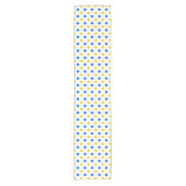 Wit Blauw Geel Stippen Design Korte Tafelloper (Voorkant)