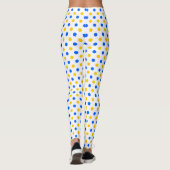 Wit Blauw Geel Stippen Design  Leggings (Achterkant)