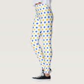Wit Blauw Geel Stippen Design  Leggings (Links)
