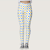 Wit Blauw Geel Stippen Design  Leggings (Voorkant)