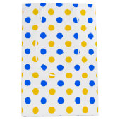 Wit Blauw Geel Stippen Design  Medium Cadeauzakje (Voorkant)
