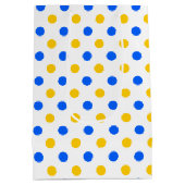 Wit Blauw Geel Stippen Design  Medium Cadeauzakje (Achterkant)