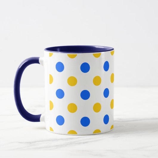 Wit Blauw Geel Stippen Design Mok (Links)