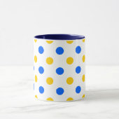 Wit Blauw Geel Stippen Design Mok (Midden)