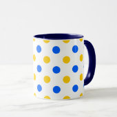 Wit Blauw Geel Stippen Design Mok (Voorkant rechts)