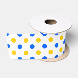 Wit Blauw Geel Stippen Design Satijnen Lint