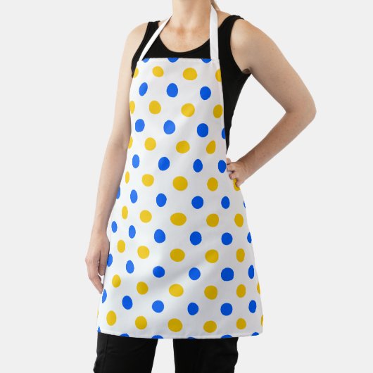 Wit Blauw Geel Stippen Design Schort (Insitu)