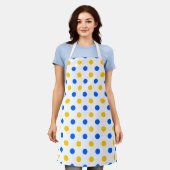 Wit Blauw Geel Stippen Design Schort (Gedragen)