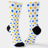 Wit Blauw Geel Stippen Design  Sokken (Gebogen)