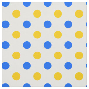 Wit Blauw Geel Stippen Design  Stof