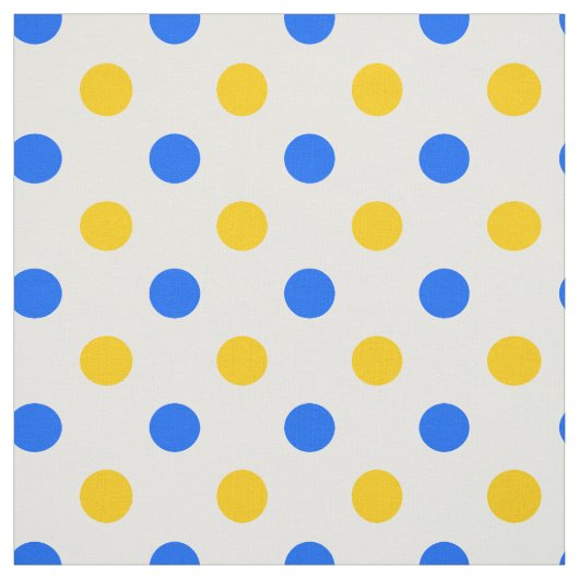 Wit Blauw Geel Stippen Design Stof (Swatch)