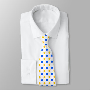 Wit Blauw Geel Stippen Design  Stropdas