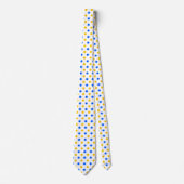 Wit Blauw Geel Stippen Design  Stropdas (Voorkant)