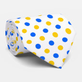 Wit Blauw Geel Stippen Design  Stropdas (Opgerold)