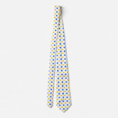 Wit Blauw Geel Stippen Design  Stropdas (Achterkant)