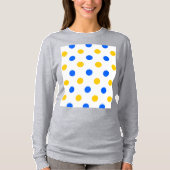 Wit Blauw Geel Stippen Design T-shirt (Voorkant)
