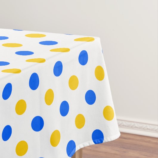 Wit Blauw Geel Stippen Design Tafelkleed (Voorbeeld)