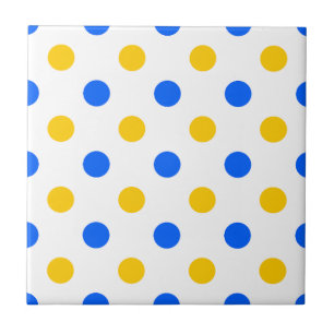 Wit Blauw Geel Stippen Design Tegeltje