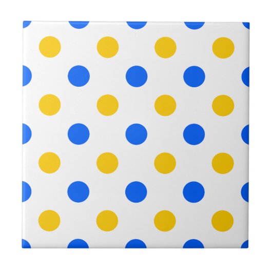 Wit Blauw Geel Stippen Design Tegeltje (Voorkant)