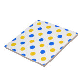 Wit Blauw Geel Stippen Design Tegeltje (Zijkant)