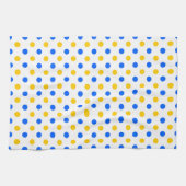 Wit Blauw Geel Stippen Design Theedoek (Horizontaal)