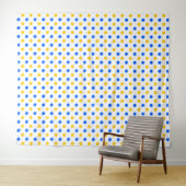 Wit Blauw Geel Stippen Design  Wandkleed (In Situ (horizontaal))