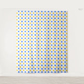 Wit Blauw Geel Stippen Design  Wandkleed (Voorkant)