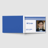 Wit Blauw Gestreepte Foto Bar Mitswa Gastenboek (Volledig)