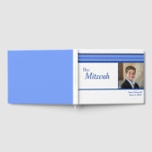 Wit Blauw Gestreepte Foto Bar Mitswa Gastenboek (Volledig)