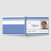 Wit Blauw Gestreepte Foto Bar Mitswa Gastenboek (Volledig)