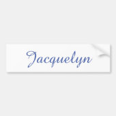 Wit Blauw Gewoon Elegante Moderne Kalligrafie Naam Bumpersticker (Voorkant)