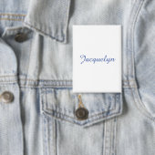 Wit Blauw Gewoon Elegante Moderne Kalligrafie Naam Button (Insitu)