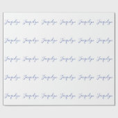 Wit Blauw Gewoon Elegante Moderne Kalligrafie Naam Cadeaupapier (Vlak)