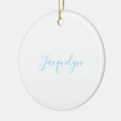 Wit Blauw Gewoon Elegante Moderne Kalligrafie Naam Keramisch Ornament (Links)