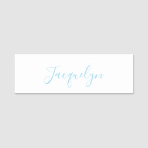 Wit Blauw Gewoon Elegante Moderne Kalligrafie Naam Naamplaatje
