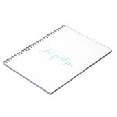 Wit Blauw Gewoon Elegante Moderne Kalligrafie Naam Notitieboek (Linkerzijde)