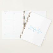 Wit Blauw Gewoon Elegante Moderne Kalligrafie Naam Planner (Display)