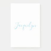 Wit Blauw Gewoon Elegante Moderne Kalligrafie Naam Post-it® Notes (Voorkant)