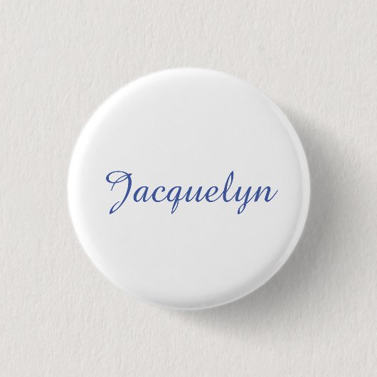 Wit Blauw Gewoon Elegante Moderne Kalligrafie Naam Ronde Button 3,2 Cm (Voorkant)