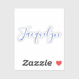 Wit Blauw Gewoon Elegante Moderne Kalligrafie Naam Sticker