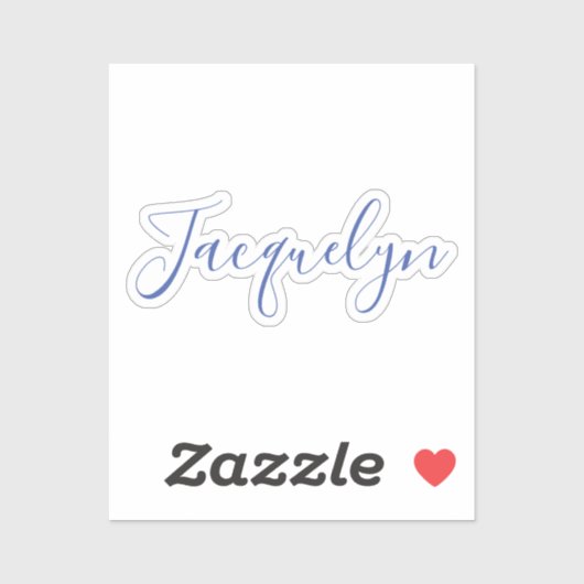 Wit Blauw Gewoon Elegante Moderne Kalligrafie Naam Sticker (Vel)