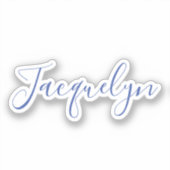 Wit Blauw Gewoon Elegante Moderne Kalligrafie Naam Sticker (Voorkant)