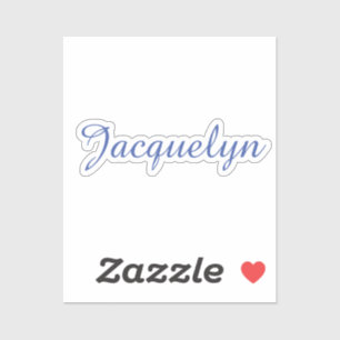 Wit Blauw Gewoon Elegante Moderne Kalligrafie Naam Sticker