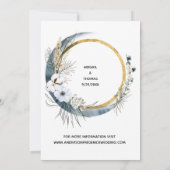 Wit Blauw Goud Bloemschildering Waterverf Boho Bru Save The Date (Achterkant)