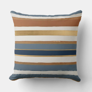 Wit blauw goud en koper horizontale strepen kussen