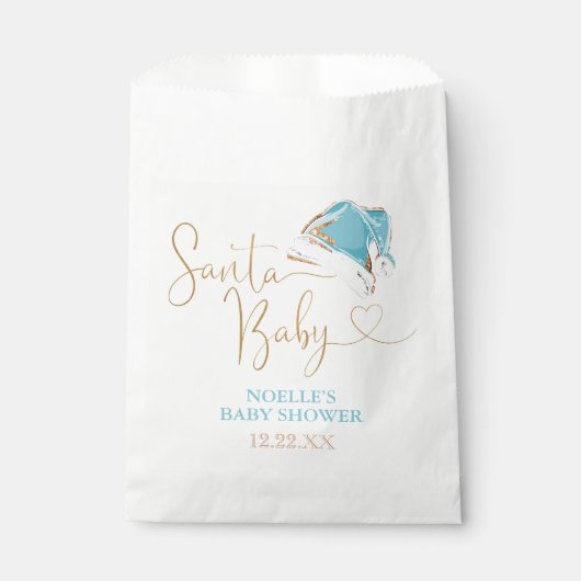 Wit Blauw Goud Kerstman Hoed Kerstman Santa Baby Bedankzakje (Voorkant)