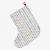 Wit Blauw Goud Strepen Kerst Grote Kerstsok (Achterkant (Hangend))